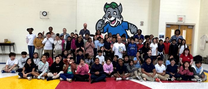 Greg Foley with Windsor Park Elementary third graders